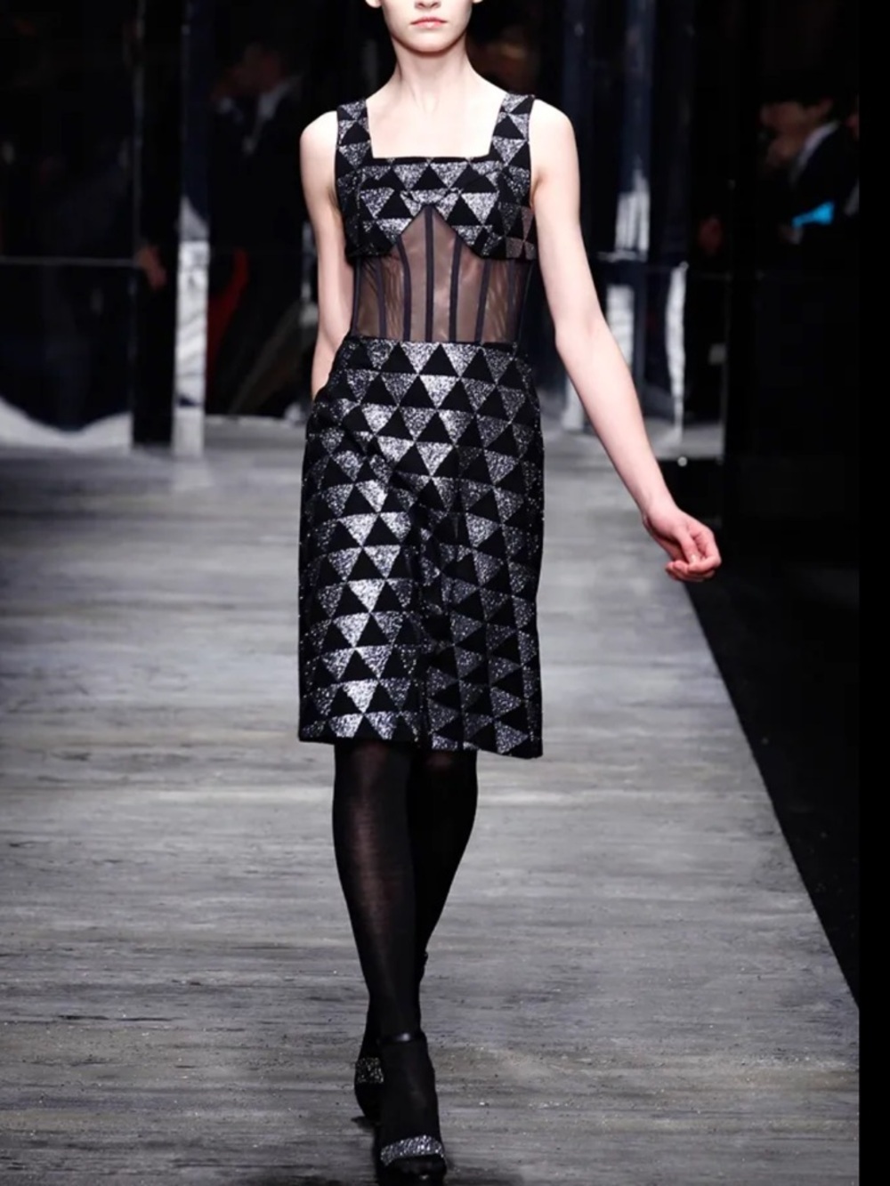 NWOT Versus By Versace Vintage Runway Black Glitter Triangle Mini Dress Sz 4